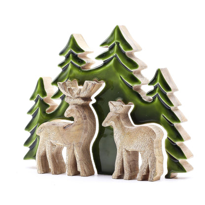 Lost in the Forest -  Two Deer in the Forest 3D Wooden Decoration