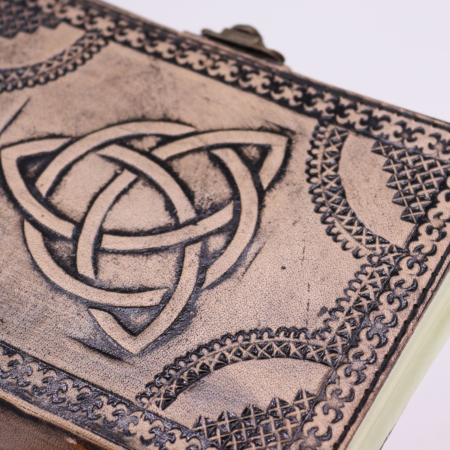Triquetra Antique Grey Leather Notebook