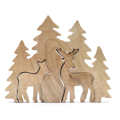 Lost in the Forest -  Two Deer in the Forest 3D Wooden Decoration