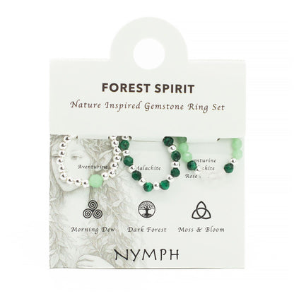 Nymph Spirit Gemstone Ring Set - Forest Spirit