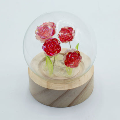 Floral Glow Garden Dome - 5 Red Roses