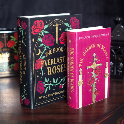 Set of 2 Gothic Rose Book Shaped Storage Boxes