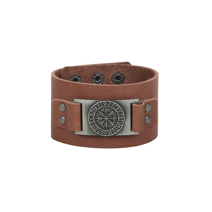 Viking Compass Leather Cuff Bracelet