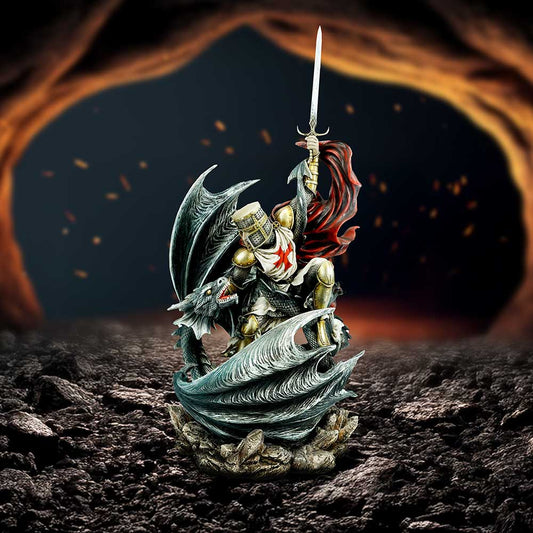 Legend’s Fall – Templar Knight vs Dragon Resin Figurine