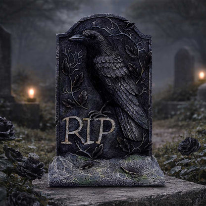The Last Perch Gothic Raven Gravestone Figurine