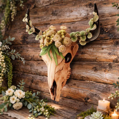 Floral Crown Skull Ornament
