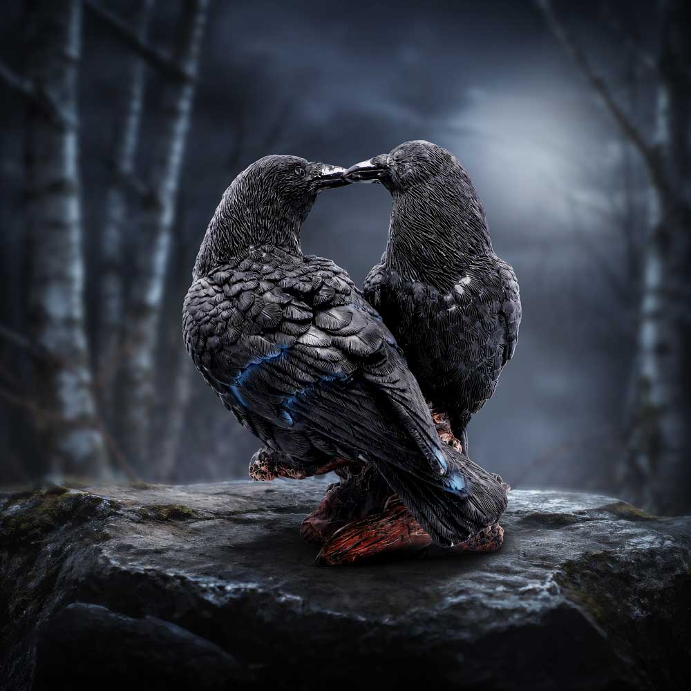 The Midnight Kiss Raven Figurine