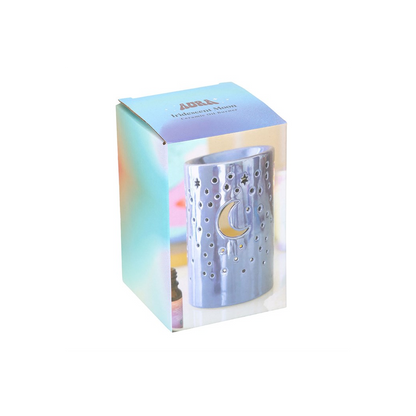 Iridescent Purple Moon Pillar Oil Burner and Wax Warmer