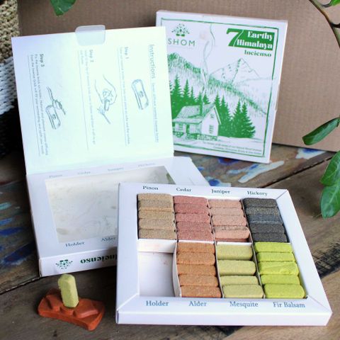 70 Incense Smudge Bricks and Burner - Earthy Himalaya
