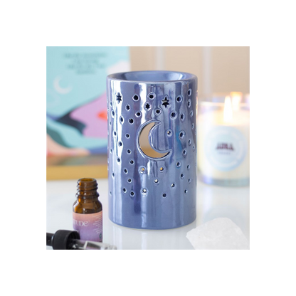 Iridescent Purple Moon Pillar Oil Burner and Wax Warmer