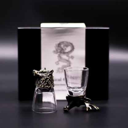 Gift Set of 6 Shot Glasses - Wild Forest Creatures - Antique Bronze