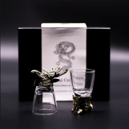 Gift Set of 6 Shot Glasses - Wild Forest Creatures - Antique Bronze