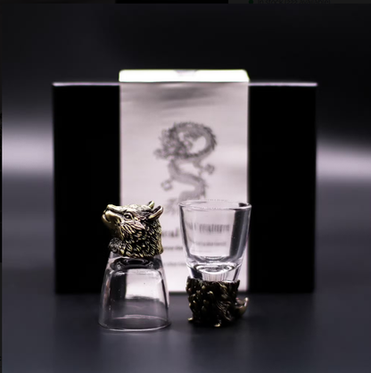 Gift Set of 6 Shot Glasses - Wild Forest Creatures - Antique Bronze