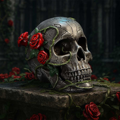 Twilight Bloom Gothic Skull Figurine