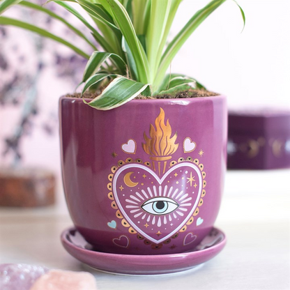 Sacred Sight Heart Plant Pot with Saucer