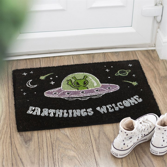 Earthlings Welcome Alien UFO Doormat