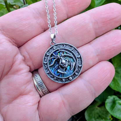 Gothic Bat Abalone Necklace