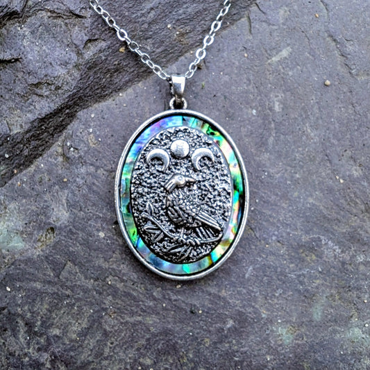 Gothic Raven Abalone Necklace