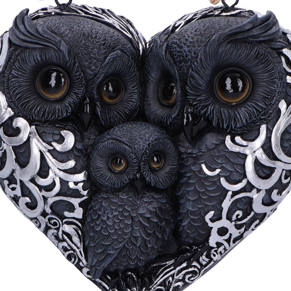 Twilight Trio Owls Hanging Heart Decoration