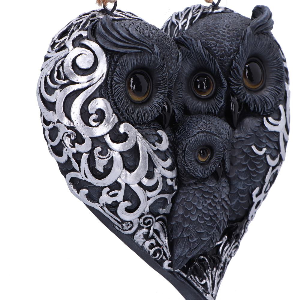 Twilight Trio Owls Hanging Heart Decoration