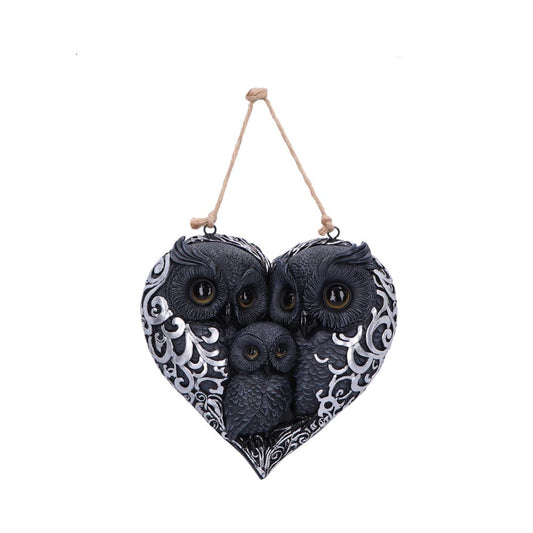 Twilight Trio Owls Hanging Heart Decoration