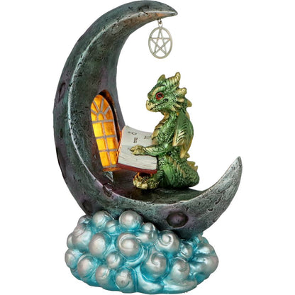 Moonbound Scholar LED Dragon Figurine
