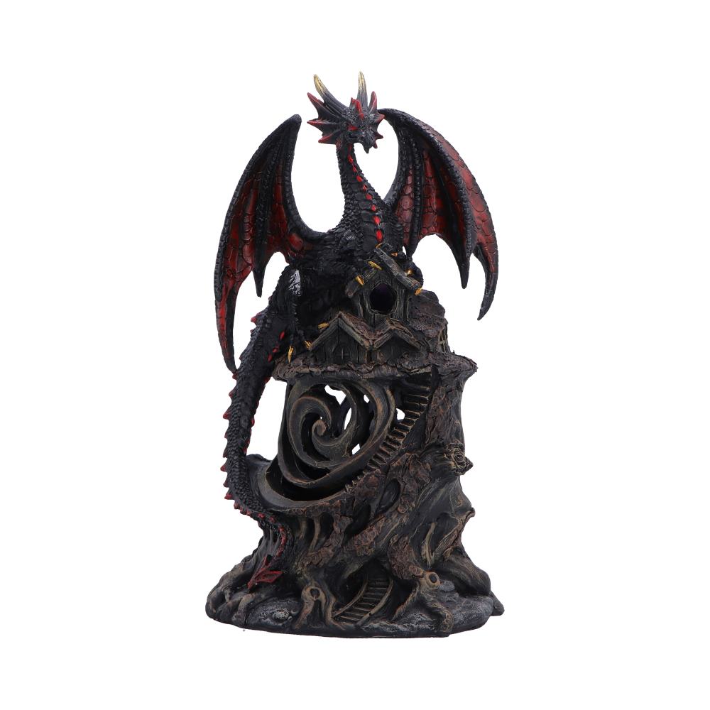 Midnight Warden Light-up Red and Black Dragon Figurine