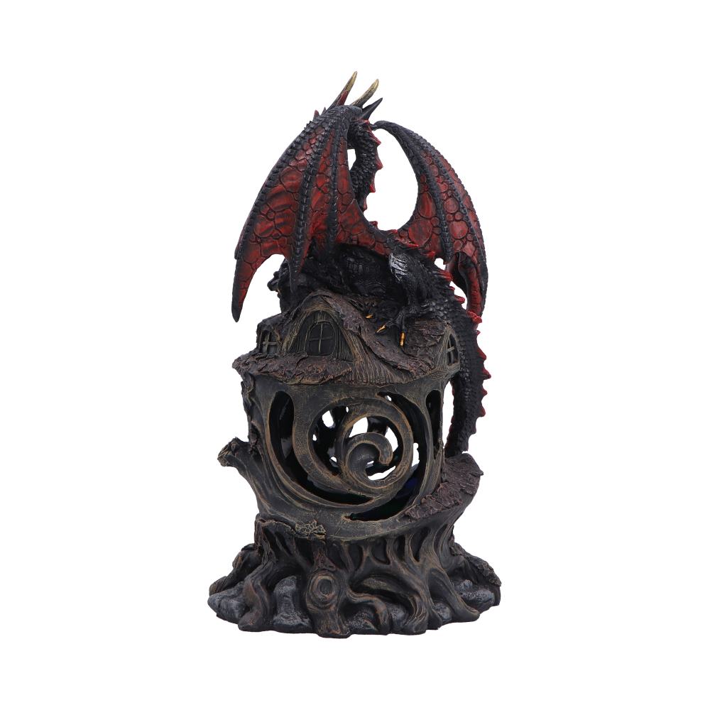 Midnight Warden Light-up Red and Black Dragon Figurine