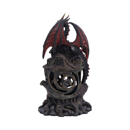 Midnight Warden Light-up Red and Black Dragon Figurine