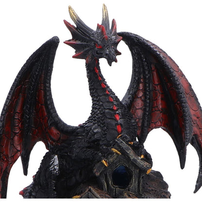 Midnight Warden Light-up Red and Black Dragon Figurine
