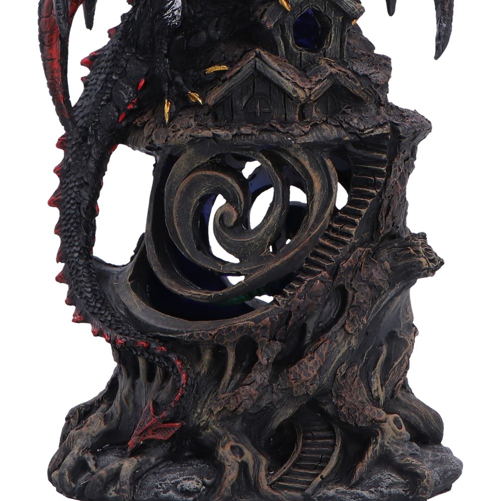 Midnight Warden Light-up Red and Black Dragon Figurine