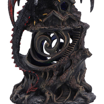 Midnight Warden Light-up Red and Black Dragon Figurine