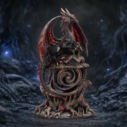Midnight Warden Light-up Red and Black Dragon Figurine