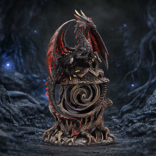 Midnight Warden Light-up Red and Black Dragon Figurine